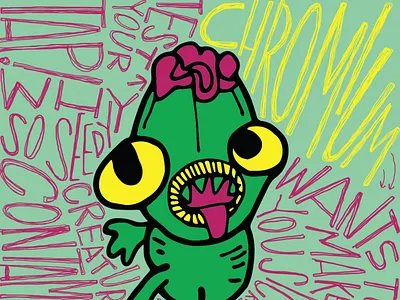 Chromium character design creature contaminants design illustration typography whats in your tap word of mouth