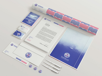 Topsail Insurance stationary corporate insurance lighthouse marine pattern rebranding stationary