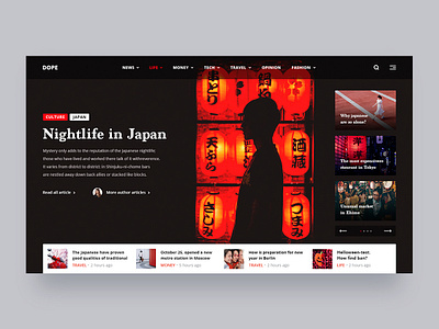 Dope black concept first shot japan new news red typography ui uidesign website