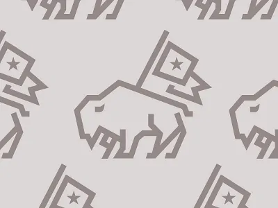Bison Guide bison buffalo flag guide icon logo mascot pride single weight star strong thick lines