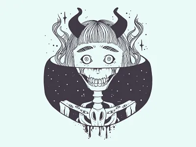 Skeleton Girl Vector Illustration adobe draw apple pencil artwork digital art drawing illustration illustrator ipad ipad art tshirt design vector vector art vector illustration