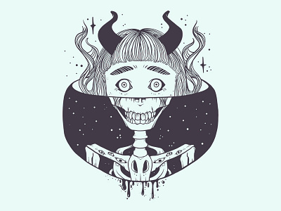 Skeleton Girl Vector Illustration adobe draw apple pencil artwork digital art drawing illustration illustrator ipad ipad art tshirt design vector vector art vector illustration