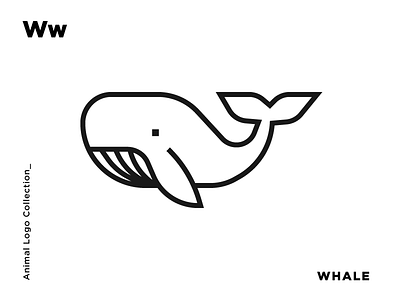 W for Whale design identity illustration line art logo minimal