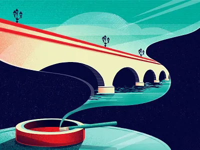 Cafe Creme advertising bridge cigar illustration paris sail ho studio sho studio smoke vector