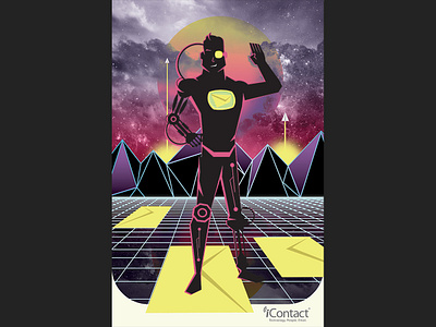 Company Values Poster Taken VERY Literally cmyk cyborg design email illustration illustrator indesign photoshop poster retro wave