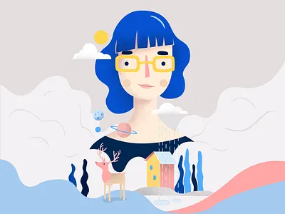 My head is in the clouds character clouds dreams illustration vector