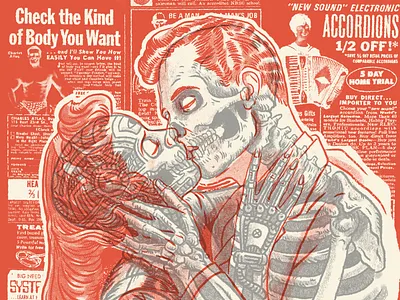 Lovers design illustration monsters photoshop portrait skull typography xray