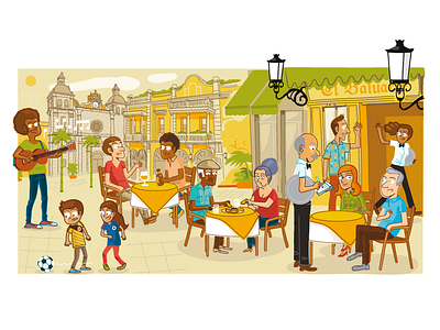 Sunday in a Plaza alejandromila cartagena cartagena de indias character character design colombia color difusion ele drawing illustration illustrator vector