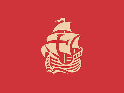 Santa Maria boat carack columbus cross icon illustration logo negative space sailing ship santa maria ship vector