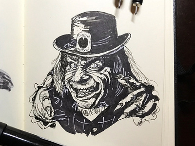 Leprechaun gnome gnomes halloween horror movie illustration ink pen inktober inktober 2018 leprechaun markers monster mash