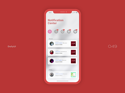 Daily UI #049 049 dailyui notification notification center