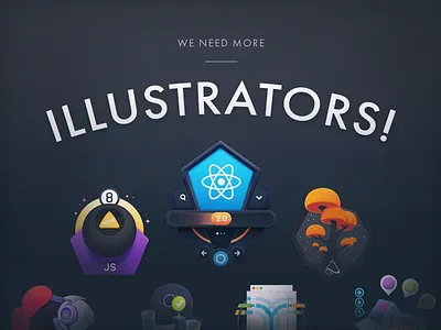 Egghead Needs Illustrators badge code coding course developers development education freelance hiring illustrators javascript job job application programming react tech