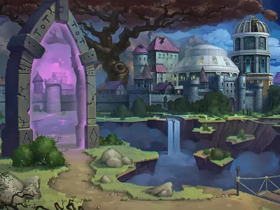 City of Mages MainScreen 2d art 2d design castle design environment game art illustration magic