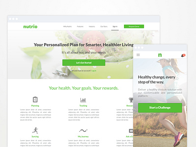 Nutrio creative direction fitness landing page uidesign visual design web design website