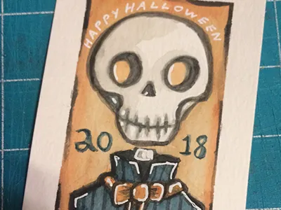 Happy Halloween 2018 - card#1 bones cute daddy halloween illustration justforfun skeleton spooky watercolor