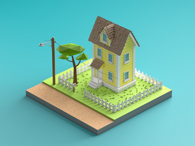Low poly house 3d 3d art 3d artist c4d cinema 4d design house low poly low poly art render
