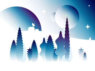 Nature ✨ Digitised alien blue design digitised illustration nature planet planets sci fi stars white