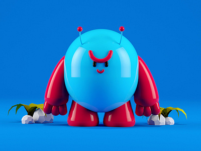 Little Monster 1 3d art 3d artist alien colorful illustration low poly minimal modeling space