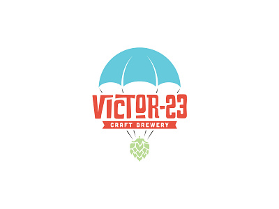 Victor 23 - Logo beer brew brewery brewery logo craft fly hop hops parachute type