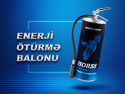Horss Energy Drink #01 3d blue bottle concept design digital drink electric energy illustration landing page manipulation shadow silver text effect typography ui web
