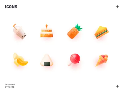 food icons banana cake food ice cream icon icons lollipop milky tea pineapple pineapples rice roll sandwich 张小哈