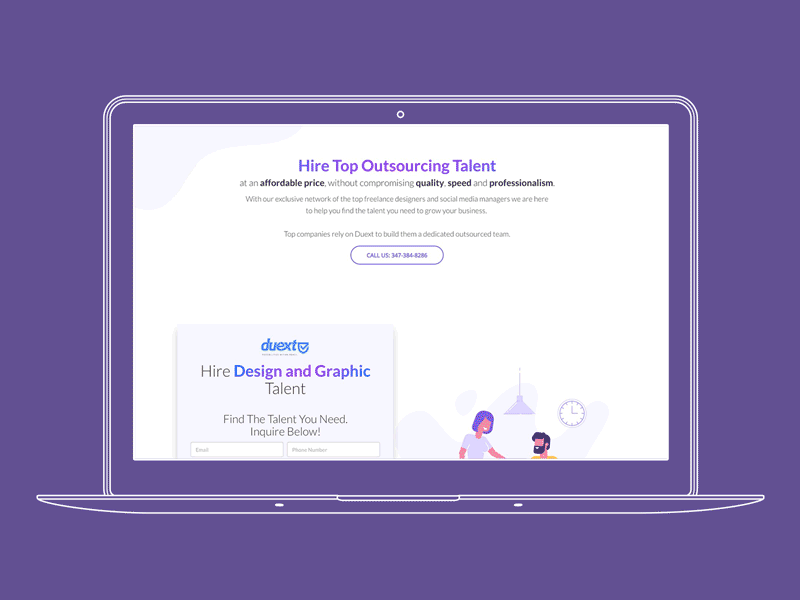 Duex - Landing Page Design design flat design illustraion landing page landing page design minimal purple simple uidesign
