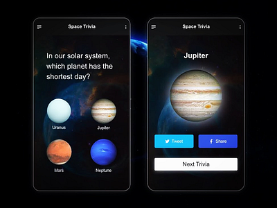 Space trivia design adobe xd ui design user experience user interface ux design