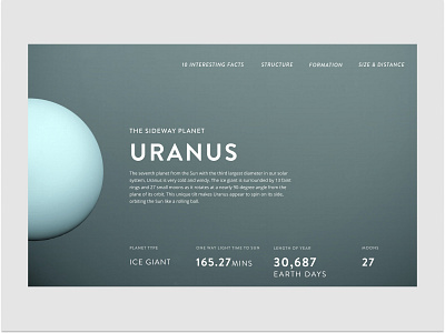 Uranus astronomy design hero landing page nasa planets solar system space ui universe uranus