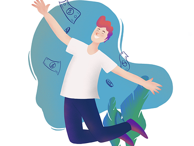 Happy jump boy happy illustrations jump man money
