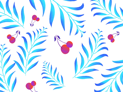 Tropical pattern blue fruits leaf patterns simple