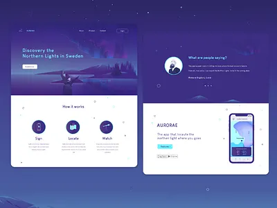 Visual Language - Aurorae concept design gradient illustration interaction nordig lights page sweden typography ui ux webb website winter
