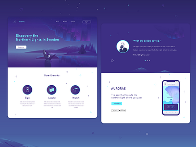 Visual Language - Aurorae concept design gradient illustration interaction nordig lights page sweden typography ui ux webb website winter