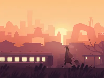 beijing dusk beijing dusk girl illustration imagine tree ui