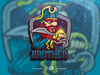 Mascot Logo Old Brother branding design esport esports gaming graphic icon illustration logo mascot mascot logo pirate shoot sport sports sword twitch vector