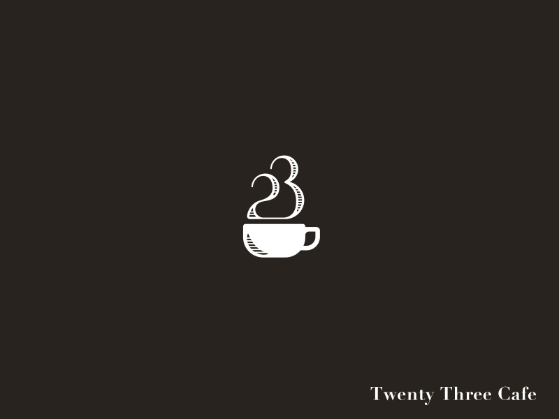 23 Cafe 23 branding cafe coffe concept custom font logo morning number typography