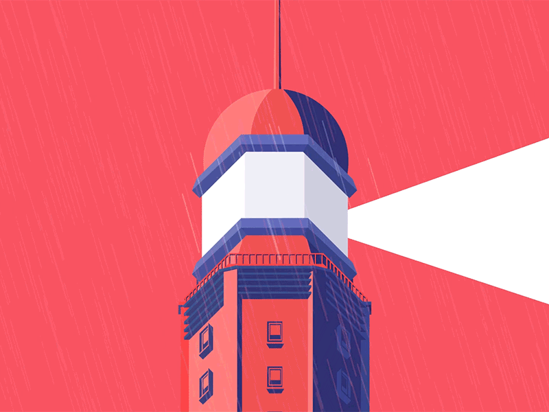 Light Tower Animation animation animation 2d architechture flat animation light light tower night night animation night rain rain rain animation red