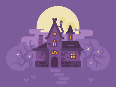 Witch hut design fantasy flat halloween house hut illustration landscape swamp vector witch