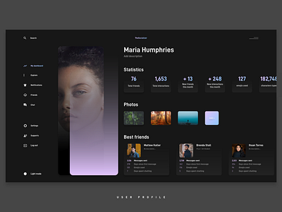 Daily UI 06 - User profile adobe xd blue dashboad design flat gradient pink profile ui ux web webdesign