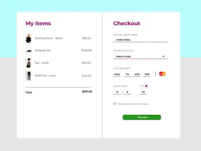 Daily UI 002 checkout page ui