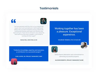Social Proof / Testimonials 039 blue blue ui dailyui landing page modern round corners testimonial ui ui ux user interface visual design web design