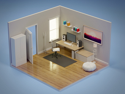 Isometric Room - Blender Exercise 3d 3d model blender isometric room