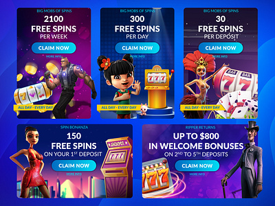 Banner Design for Casino casino characters landing landing page offers promotion slots ui user interface