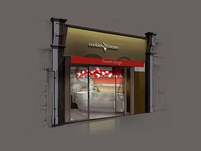 Cookies & Cream Shop front illustration behance front illustration illustration render rendering shop front shop sketch sketch