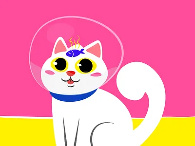 The fishy and the mishy cartoon cat cat drawing character cute drawing fish fishy illustration illustrator kitty mishy simple stinky vector white