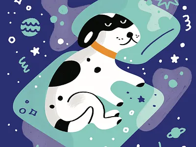 My dog in dream dimension artwork crazy deep thoughts design digital dimension doug dream expensive experiment illustration instagram open portrait space specks universe work