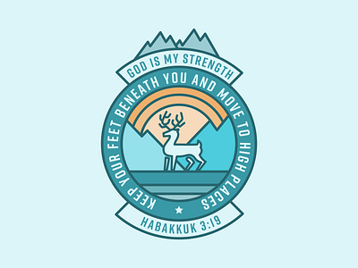Deer Badge badge bible deer god mountains sun