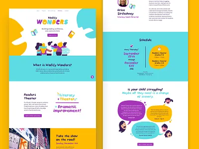 Wodify Wonders website blue design illustration kids theater webdesign website wonder yellow
