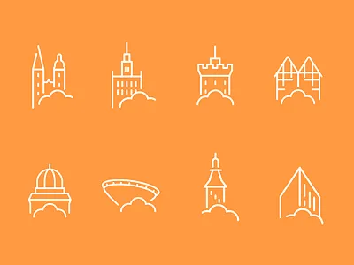 Icons for Polish towns icons linear minimal poland