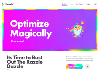 Razzle Dazzle! background colors fun gradient illustration landing landing page magic typorgraphy ui ux wallpaper web website