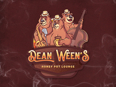 Dean Ween's badge bear bears branding character drinks emblem honey illustration jazz logo mascot music typography